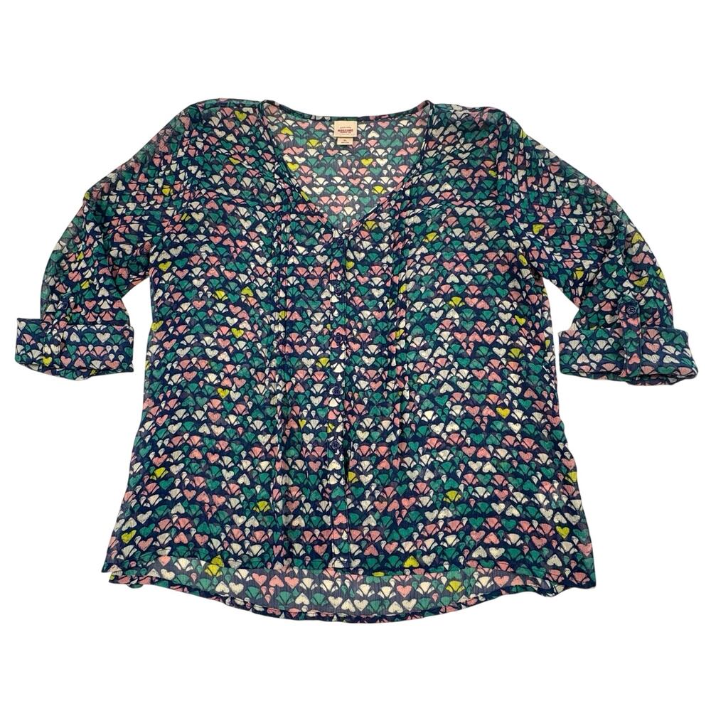 Mossimo Sheer Heart Print Blouse Women's L